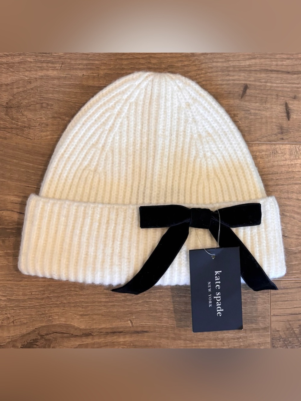Kate Spade New York Velvet Bow Cuff Hat NWT